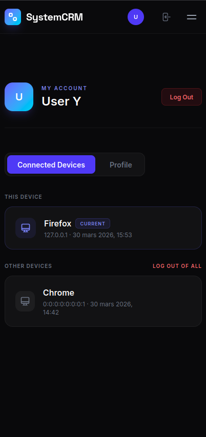 CRM Client & Espace Compte Sécurisé — mobile