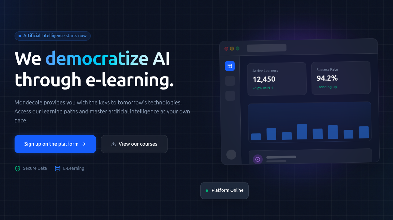 Site Vitrine E-Learning — desktop